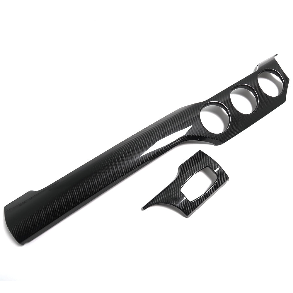 Carbon Fiber Center Console Long Strip + Headlight Switch (2 Pieces) for Ford Mustang Cyber
