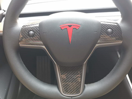 Tesla Model Y Carbon Fiber Steering Wheel Trim Kit (3-Piece Set) Cyber